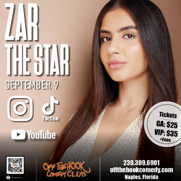Poster for Comedian Zar the Star Live in Naples, Florida!