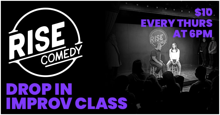 Poster for Intro To Improv Drop-In Class – All Levels