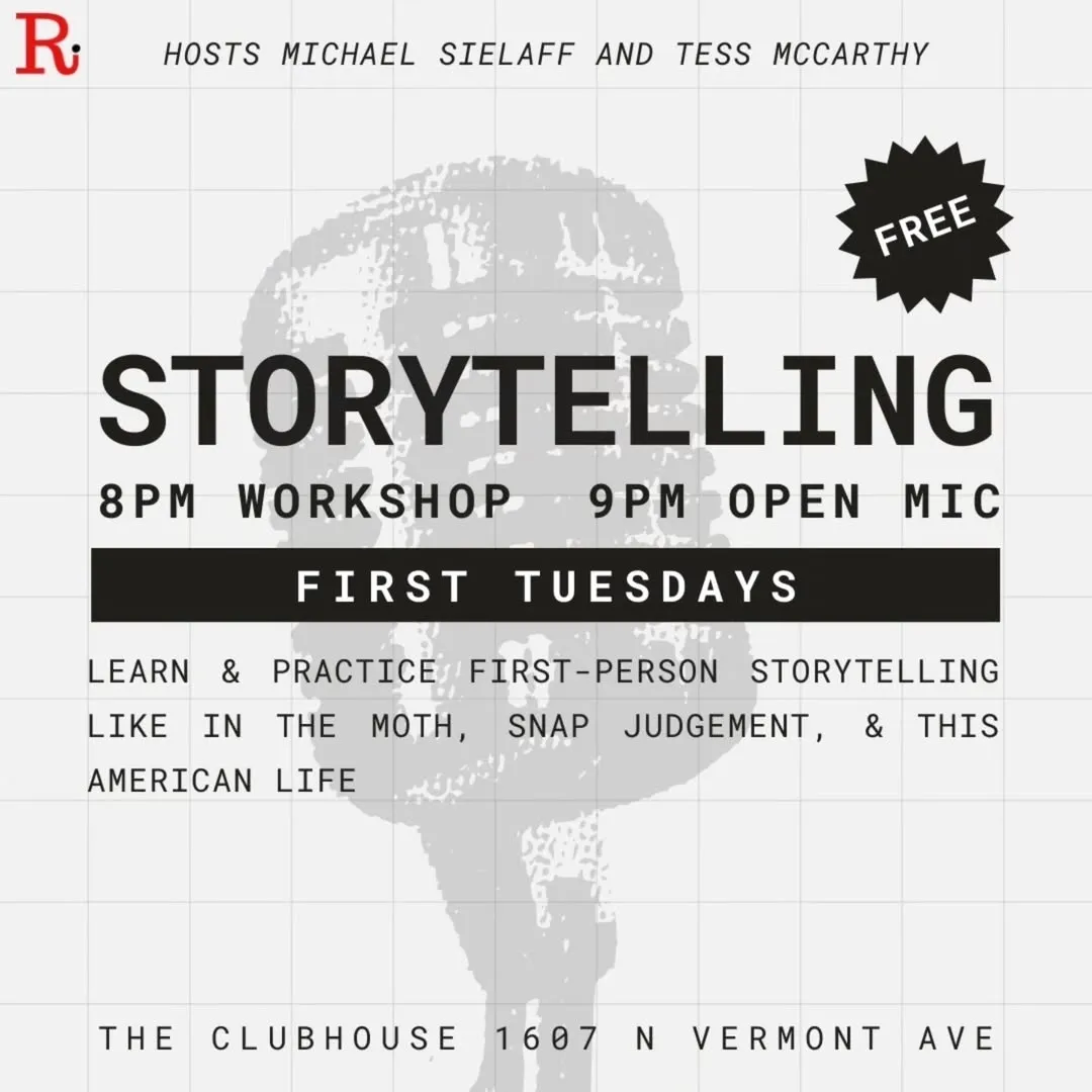 Poster for Rogue Storytelling Workshop & Open Mic