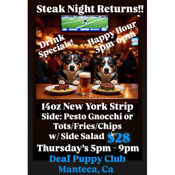 Poster for Thursday Steak Night