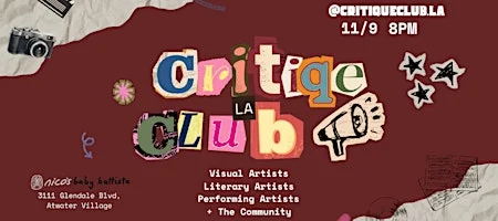 Poster for Critique Club | A Space for Artists & Creatives @ nico's