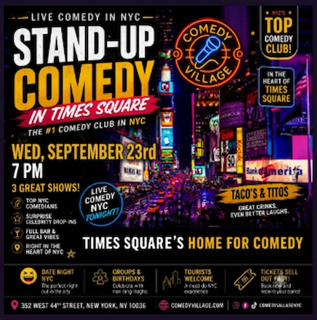 Poster for Times Square Comedy | Wed, September 23rd @7 PM
