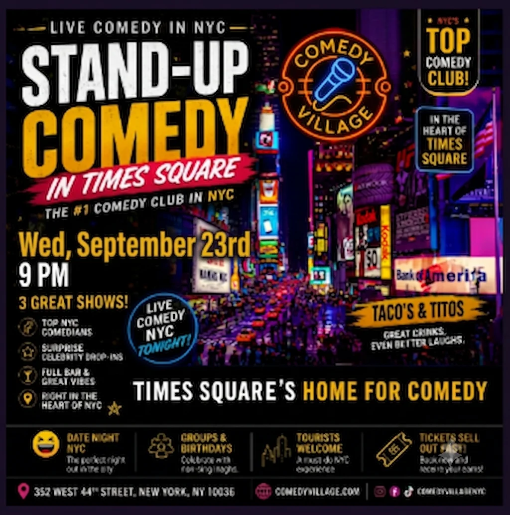 Poster for Times Square Comedy | Wed, September 23rd @9 PM