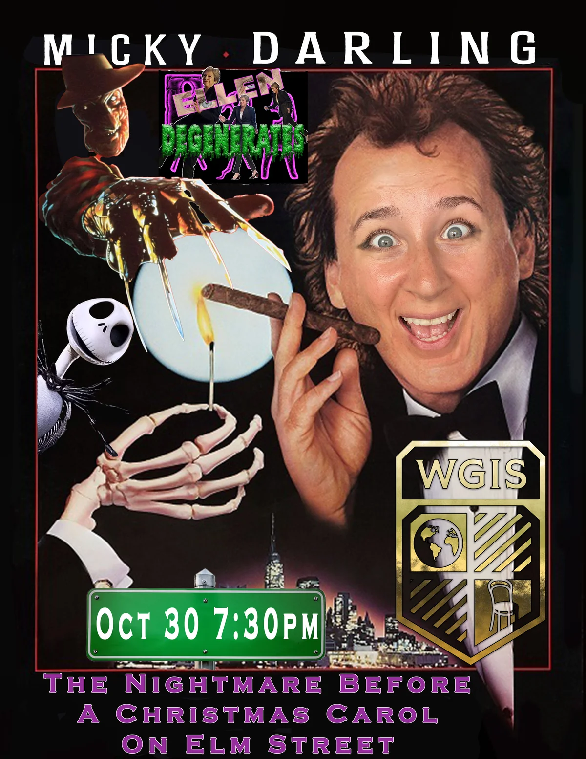 Poster for Micky Darling - The Nightmare Before A Christmas Carol on Elm Street
