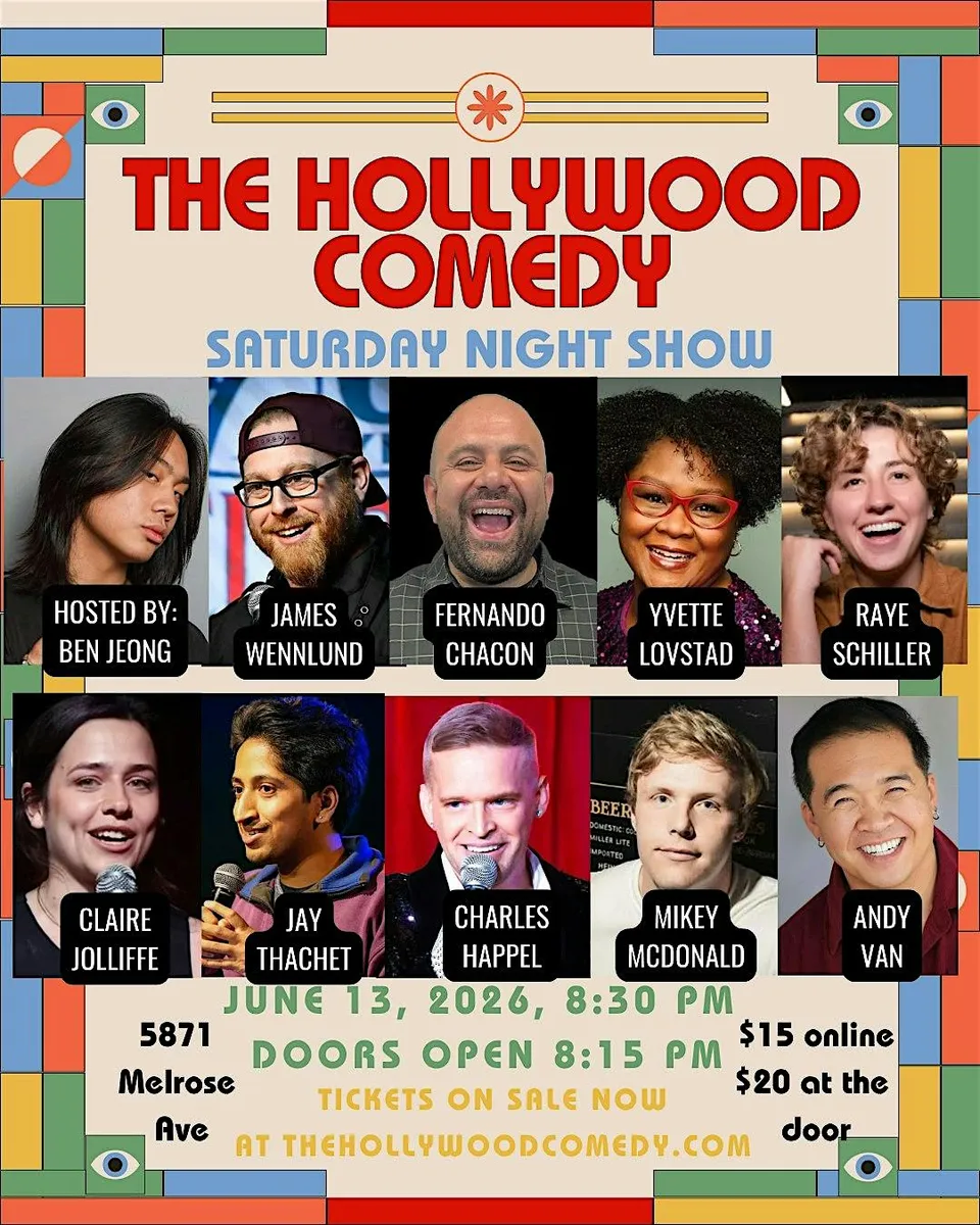 Poster for Saturday Night Standup Comedy Performance at The Hollywood Comedy