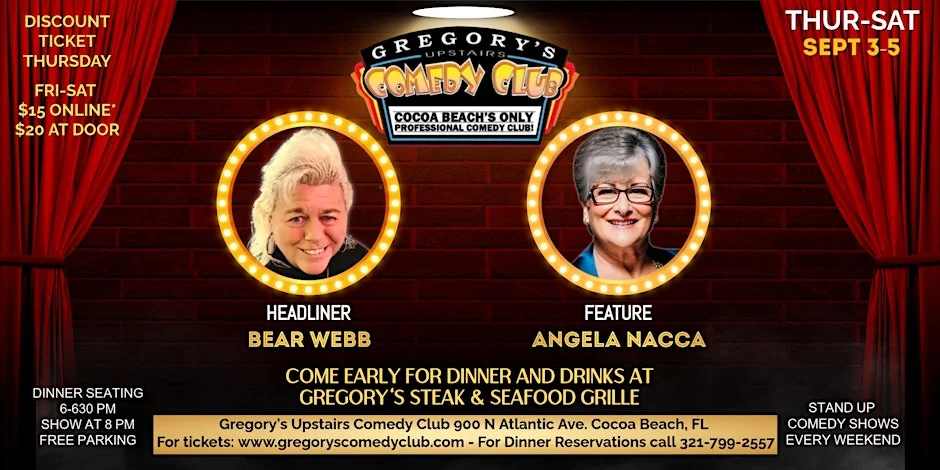Poster for Sept 3-Sept 5 Gregory's Comedy Club