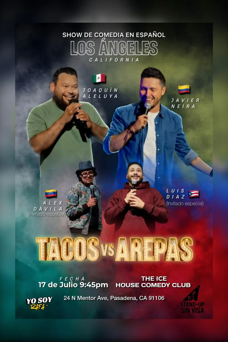 Poster for “Tacos vs Arepas” Comedia en Espanol