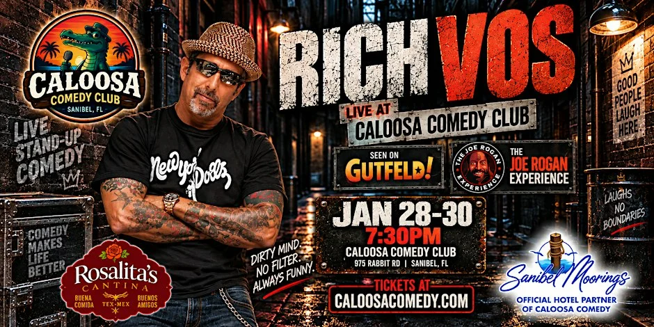 Poster for Caloosa Comedy Nights with Headliner Rich Vos