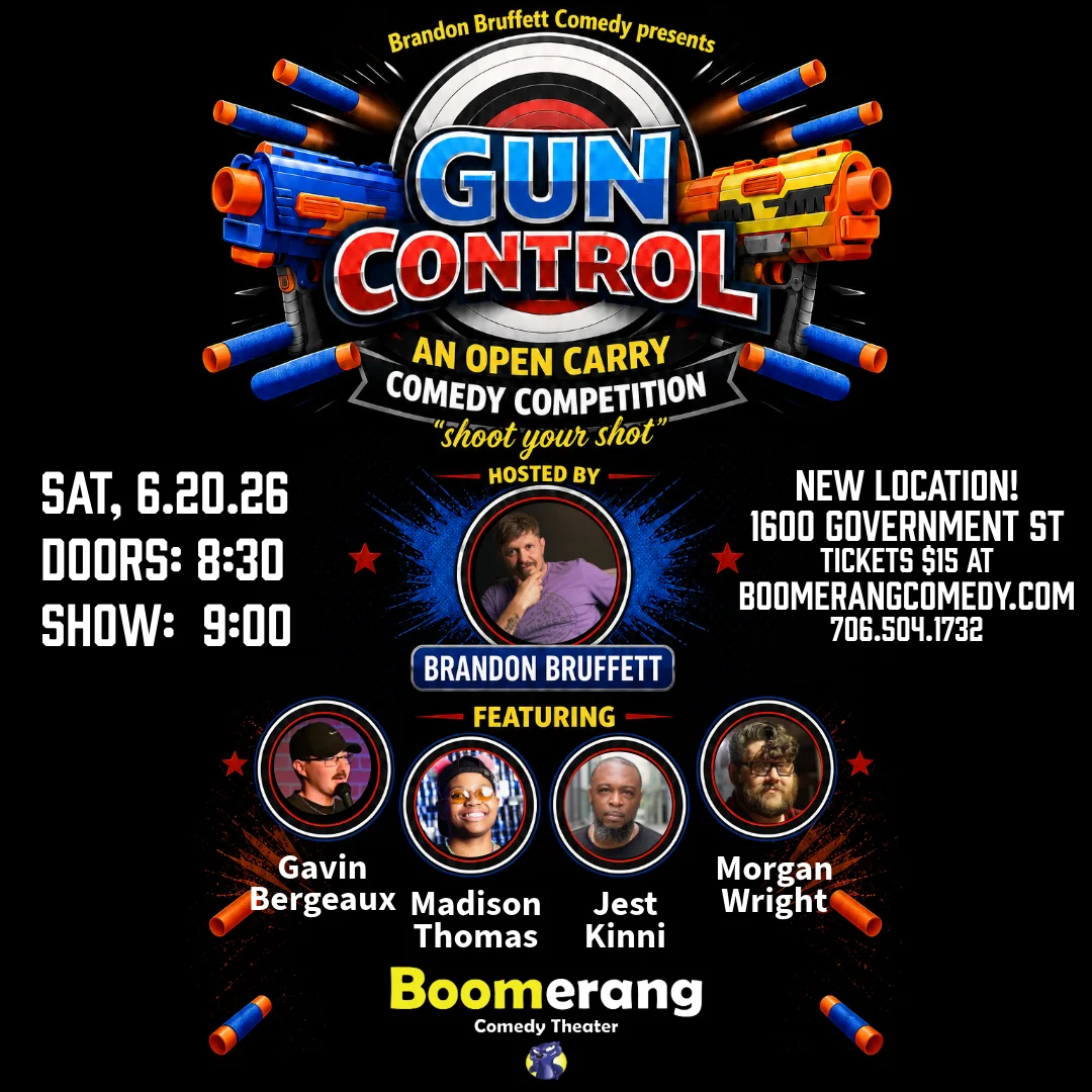 Poster for GUN CONTROL: Open Carry Comedy Competition from Brandon Bruffett