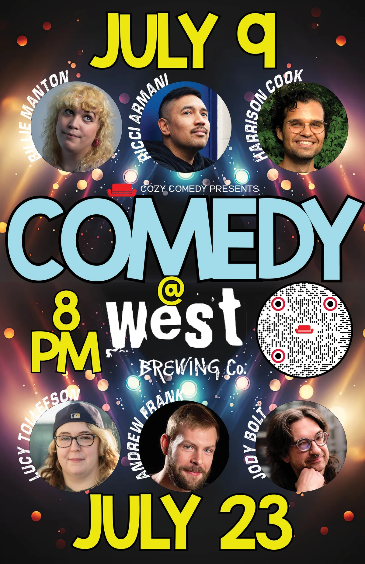 Poster for Comedy at West Brewing: Andrew Frank Live!