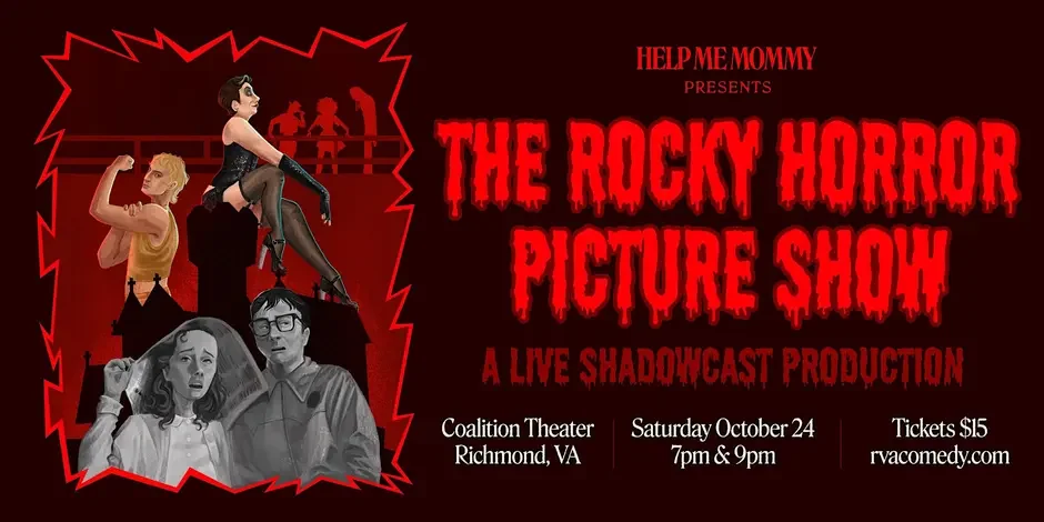 Poster for “Help Me Mommy” Presents The Rocky Horror Picture Show w/ Live Shadowcast