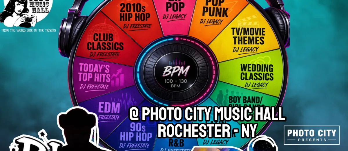 Poster for DJ Roulette : Music Genre Wheel Spin every 20 Minutes!