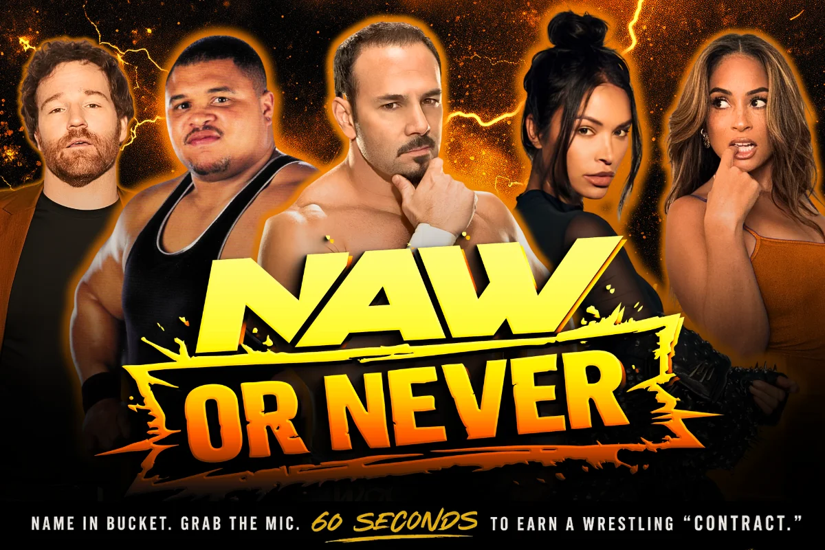 Poster for NAW Wrestling Comedy ft. Chavo Guerrero, D'Lo Brown, Kayla Becker, and Vanessa Curry