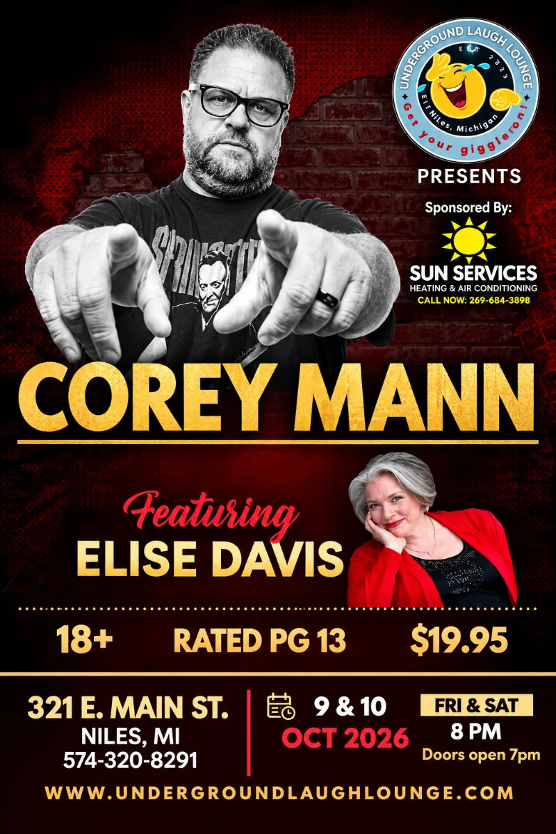 Poster for Corey Mann & Elise Davis Saturday 8:00pm Show