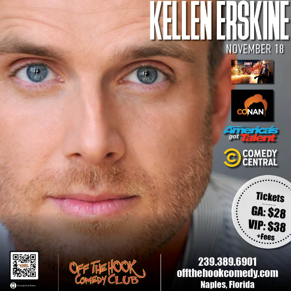 Poster for Comedian Kellen Erskine Live in Naples, Florida!