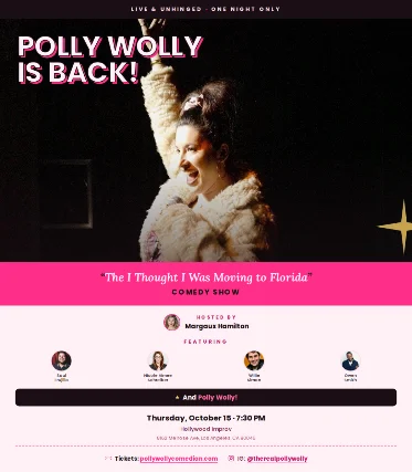 Poster for Polly Wolly and Friends ft. Owen Smith, Nicole Aimee Schreiber, Saul Trujillo, Willie Simon, Margaux Hamilton