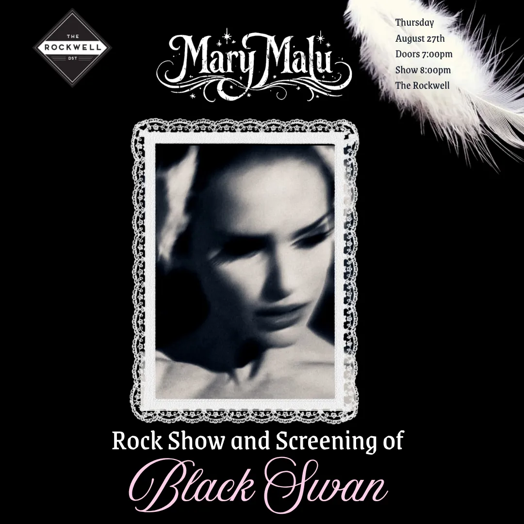 Poster for Mary Malu in “Kiss, Mary, Kill” ft. a screening of “Black Swan”
