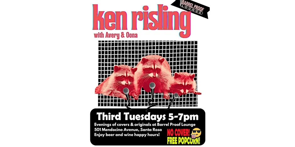 Poster for Live Music Happy Hour – Ken Risling with Avery & Oona!