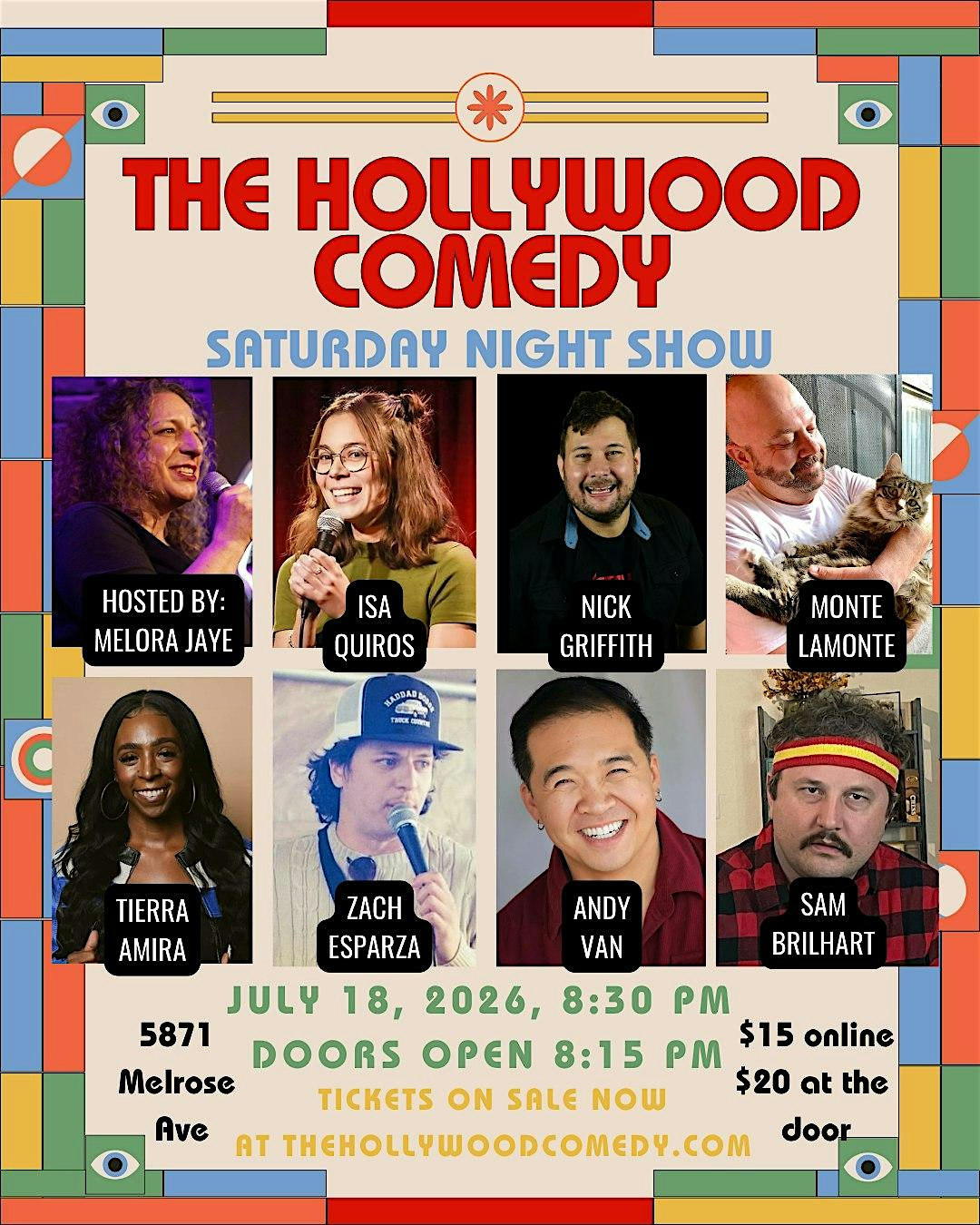 Poster for Saturday Night Standup Comedy Performance at The Hollywood Comedy
