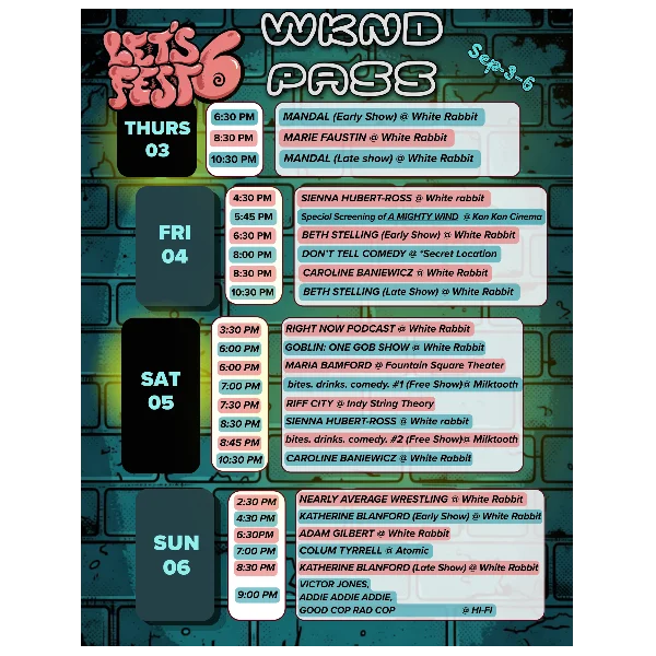 Poster for LETS FEST 6 *SEPT 3-6* - WKND PASSES