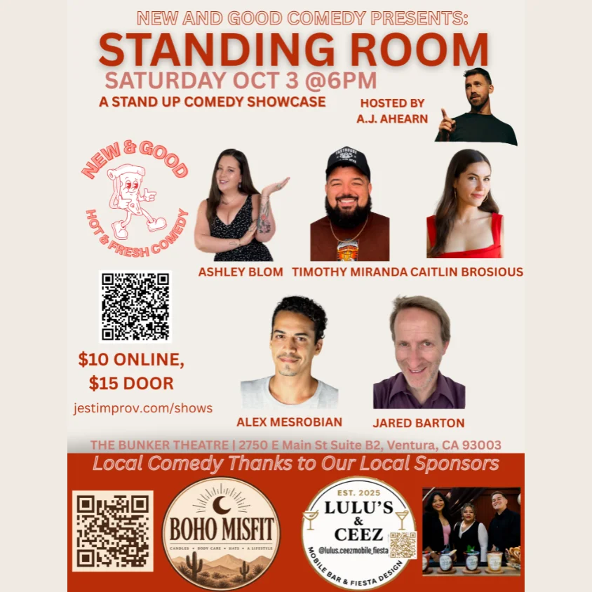 Poster for Jest Improv and New & Good Comedy Present: Standing Room!