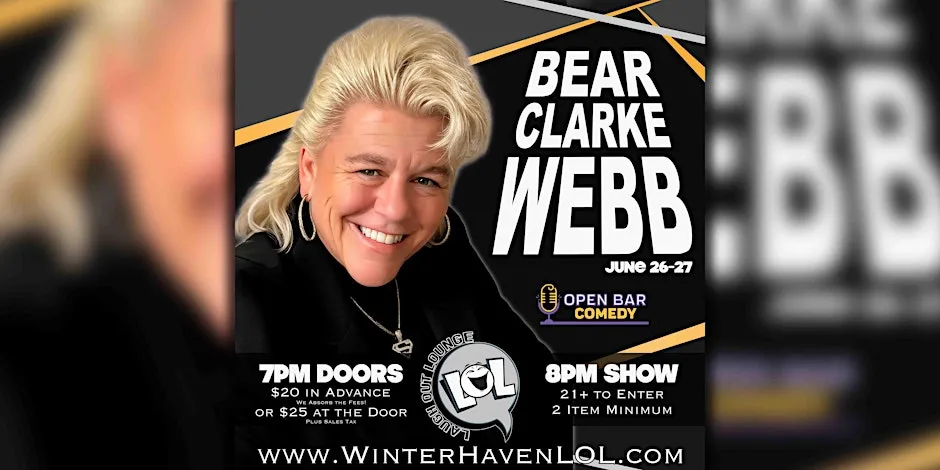 Poster for Bear Clarke Webb from Open Bar Comedy!