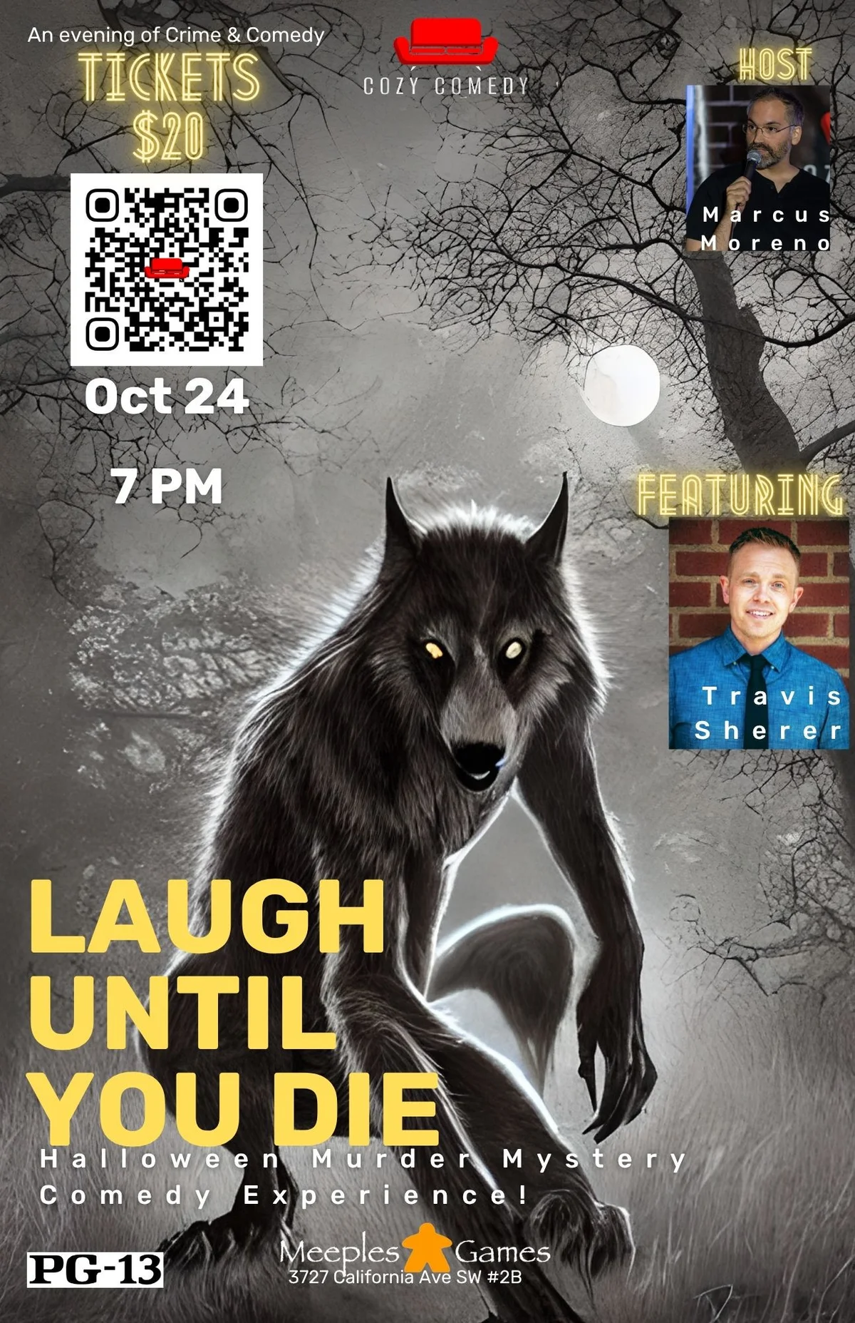 Poster for Laugh Until You Die: Murder Mystery Comedy, Meeples Games!
