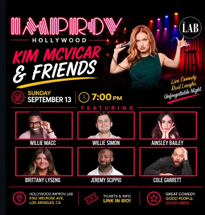 Poster for Kim McVicar & Friends ft. Willie Macc, Willie Simon, Ainsley Bailey, Cole Garrett, Jeremy Scippio, Brittany Lyseng, and more TBA