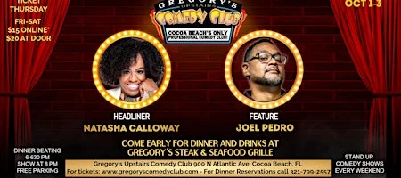 Poster for Oct 1-Oct 3 Gregory's Comedy Club