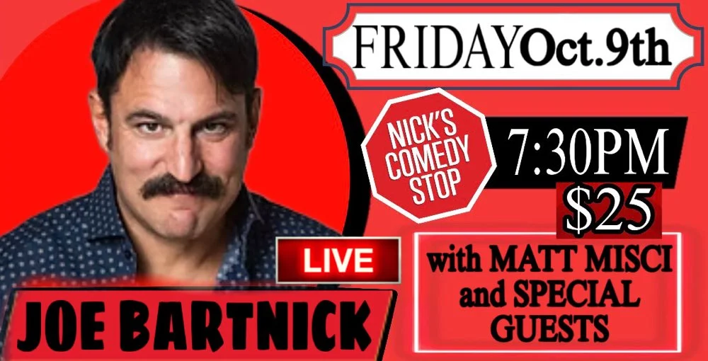 Poster for Joe Bartnick LIVE At Nicks 10/9