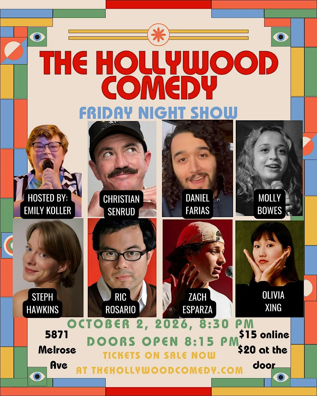 Poster for Friday Night Standup Comedy Performance Produced by THC Hosts!