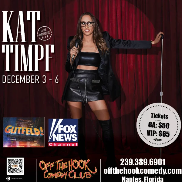 Poster for Comedian Kat Timpf Live in Naples, Florida!
