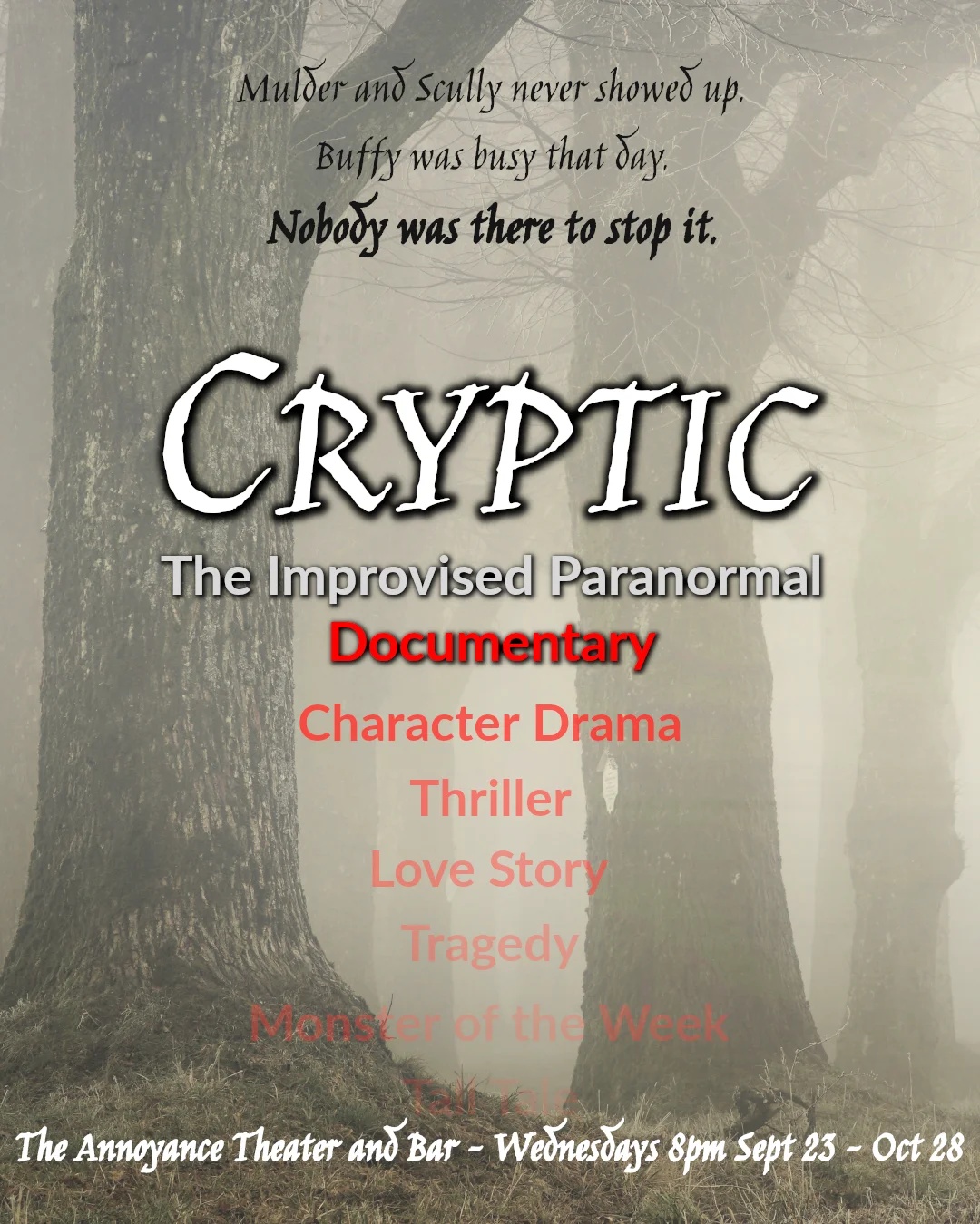 Poster for Cryptic: The Improvised Paranormal Documentary