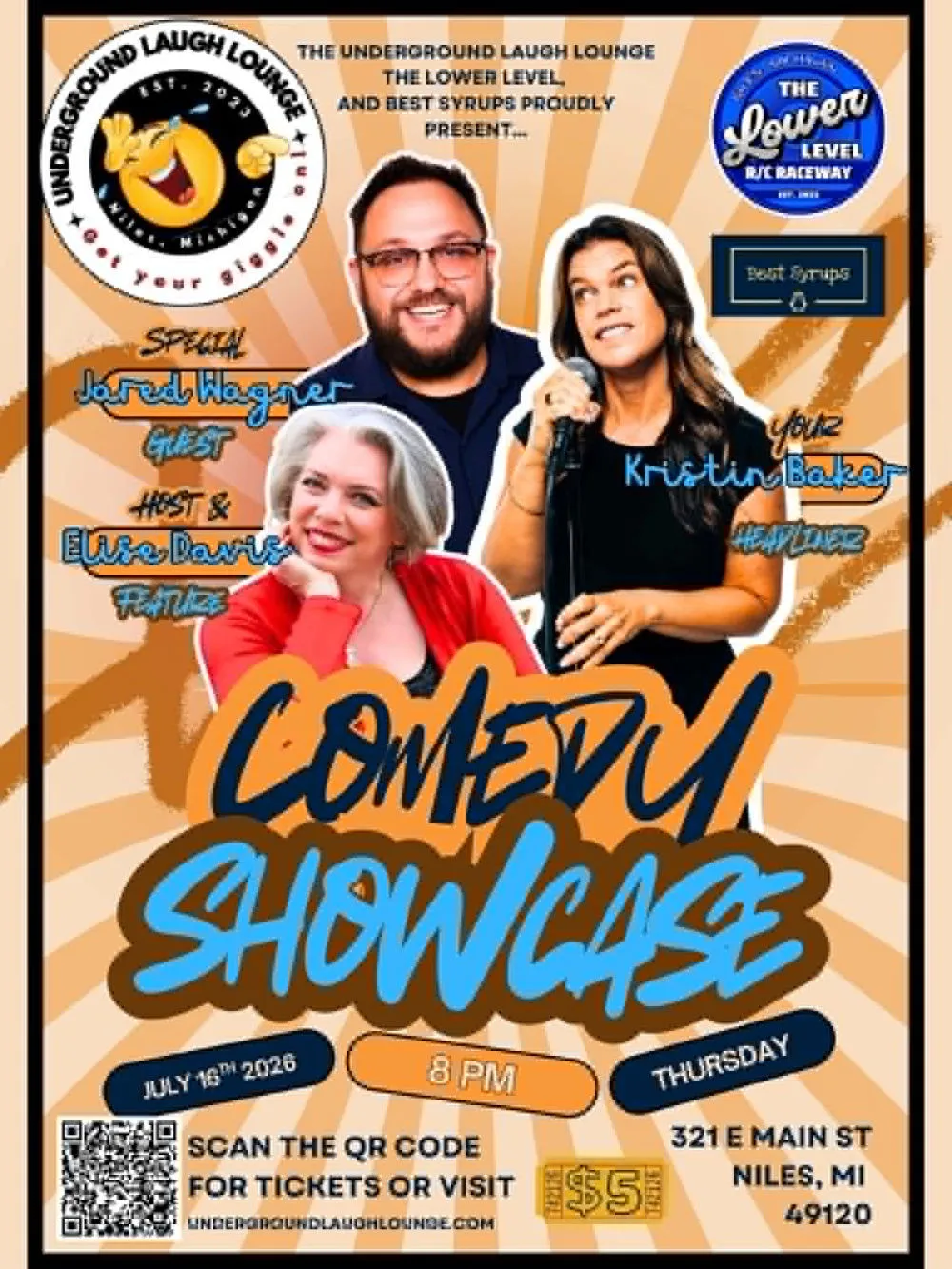 Poster for Comedy Showcase featuring Kristin Baker