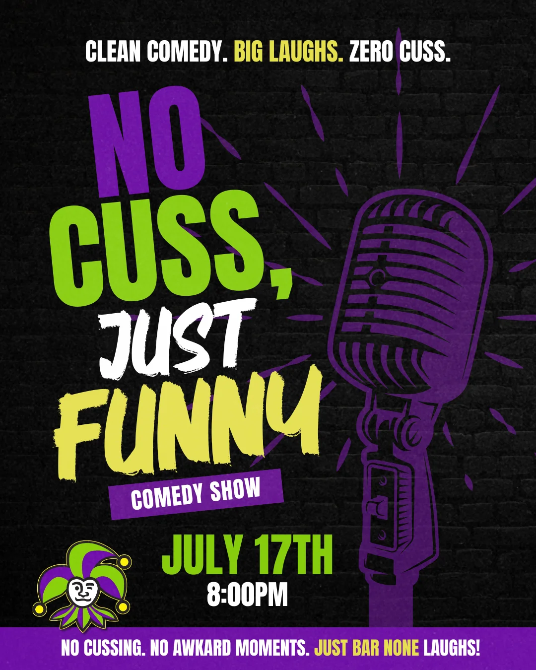 Poster for The No Cuss, Just Funny Comedy Show