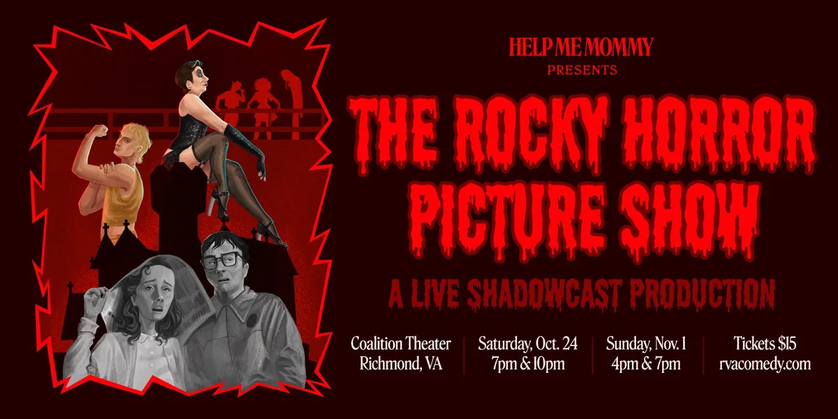 Poster for “Help Me Mommy” Presents The Rocky Horror Picture Show w/ Live Shadowcast