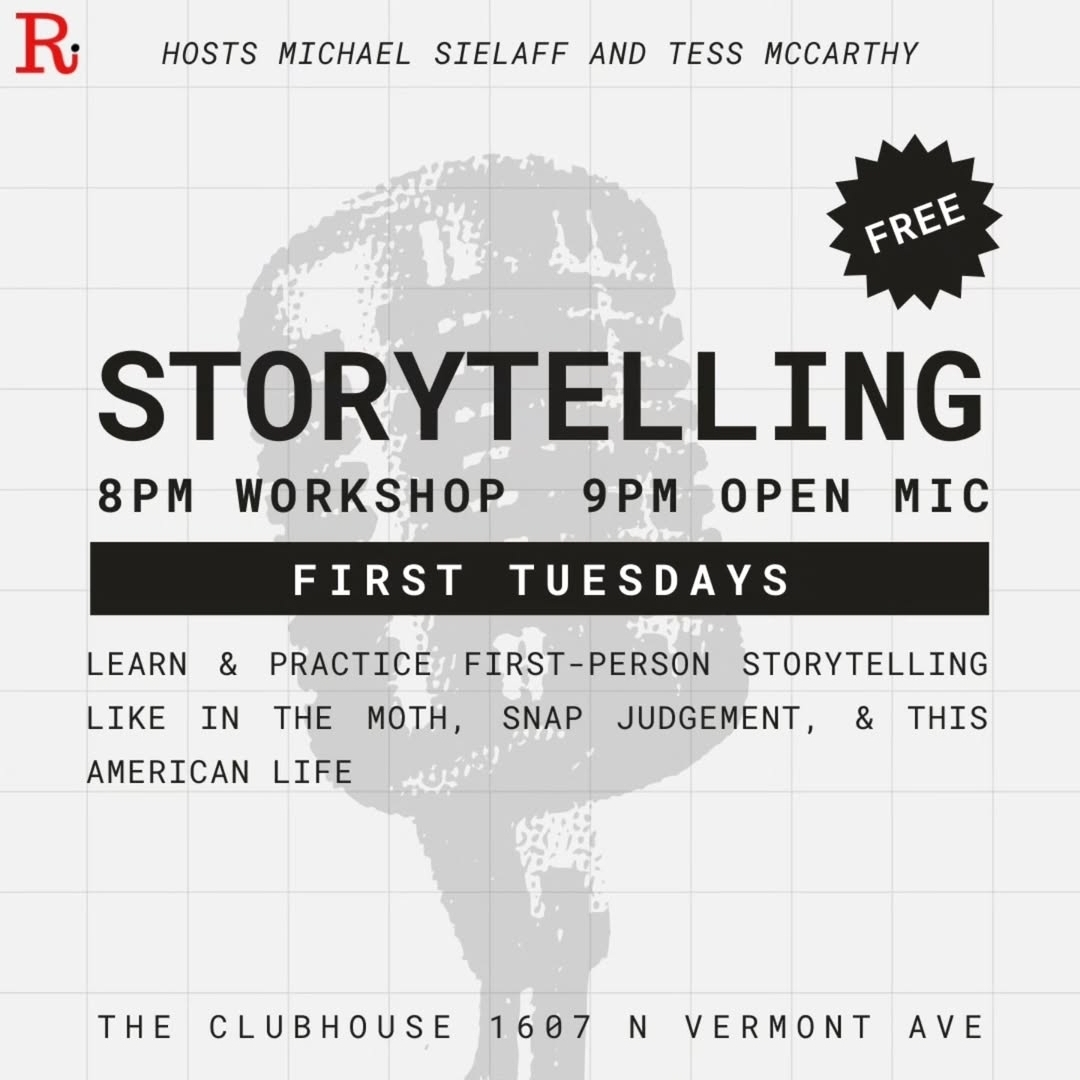 Poster for Rogue Storytelling Workshop & Open Mic