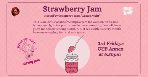 Poster for Strawberry Jam, hosted by “Ladies Night”