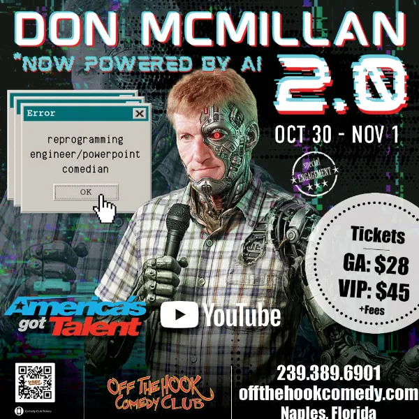 Poster for Don McMillan 2.0: Now Powered By AI Live in Naples, Florida!