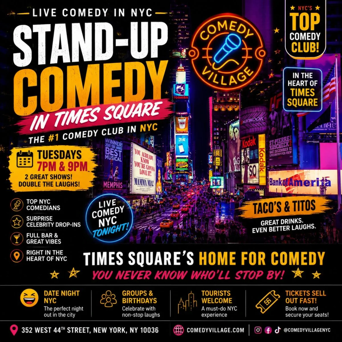 Poster for NYC Stand-Up | Tues, October 6th @9 PM