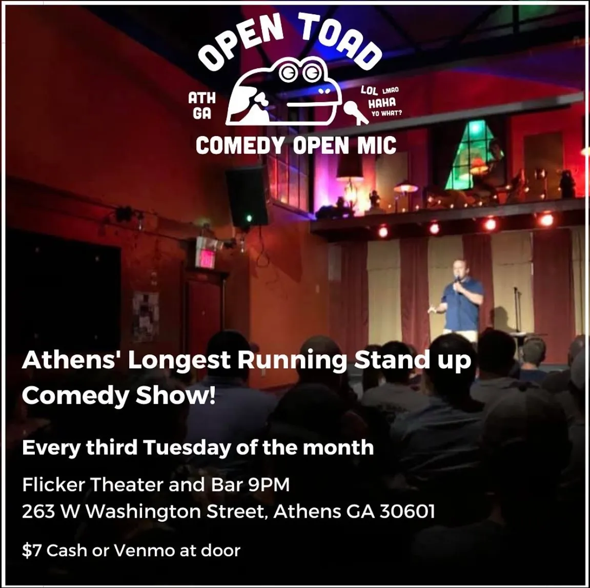Poster for Open Toad Comedy Open Mic