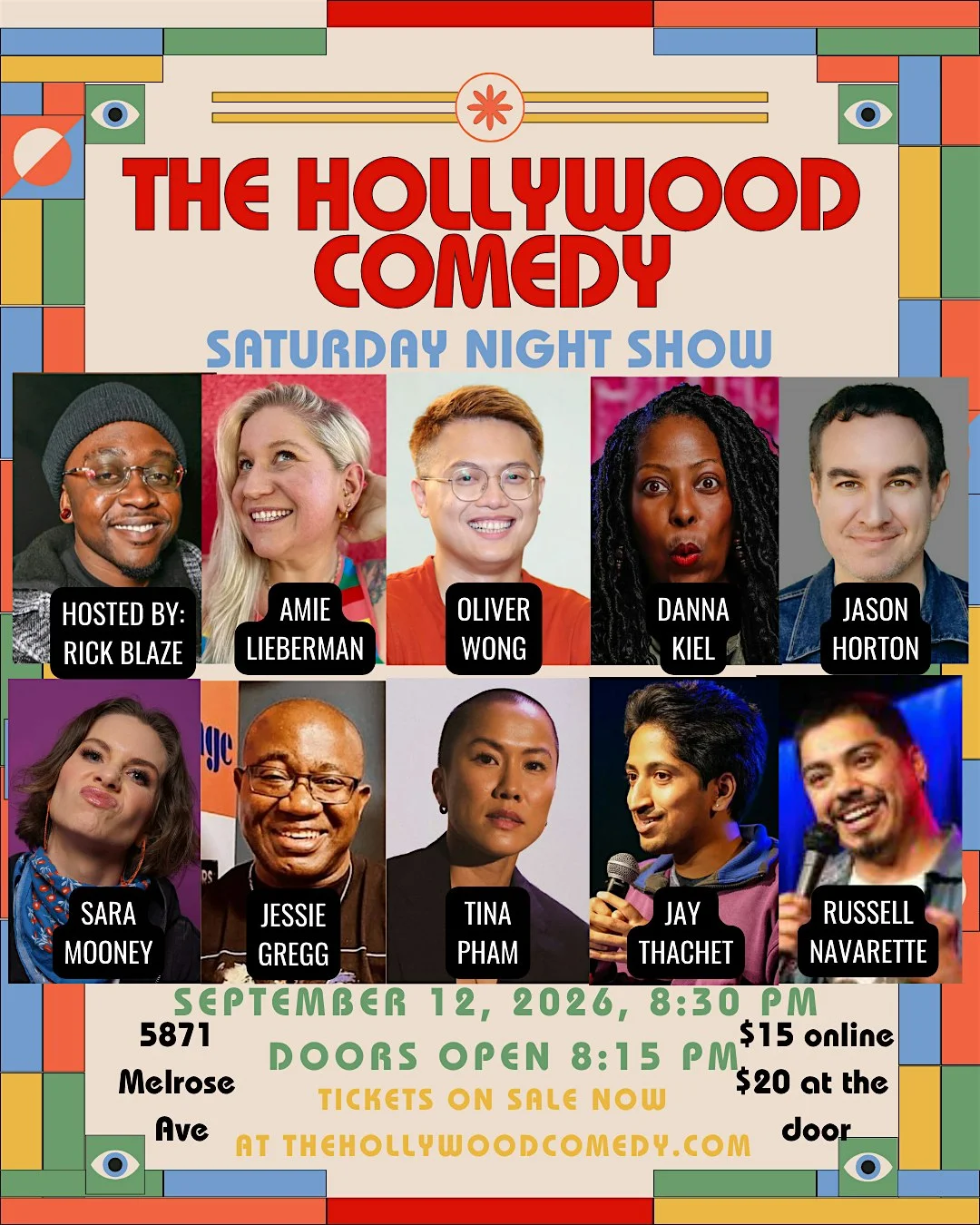 Poster for Saturday Night Standup Comedy Performance at The Hollywood Comedy