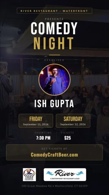 Poster for Comedy Night at Brew Ha Ha at River