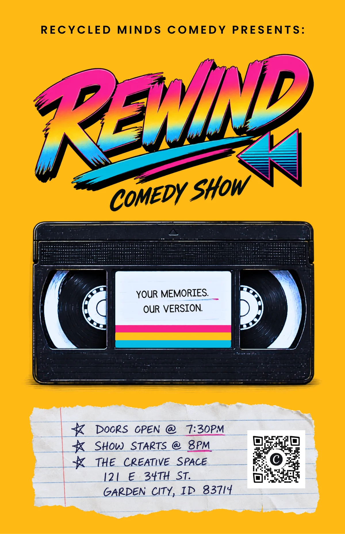 Poster for Rewind Improv Comedy Show
