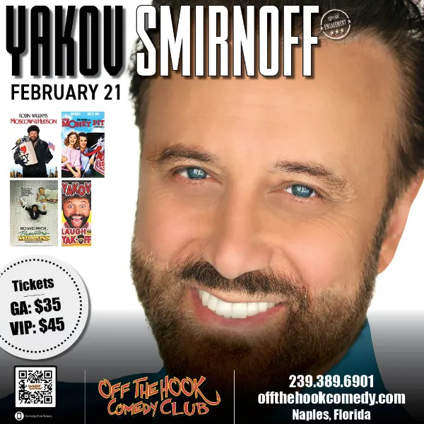 Poster for Comedian Yakov Smirnoff Live in Naples, Florida!
