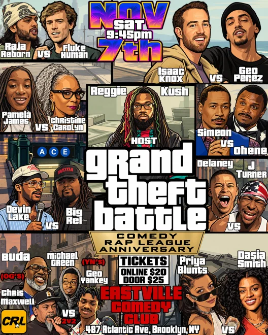 Poster for Reggie Kush Presents Comedy Rap League Anniversary Show