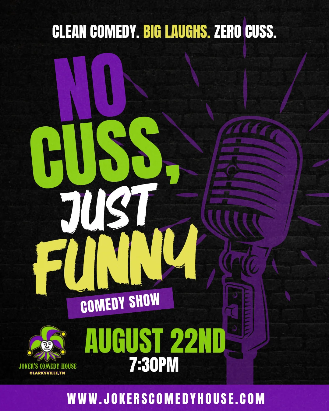Poster for The No Cuss, Just Funny Comedy Show