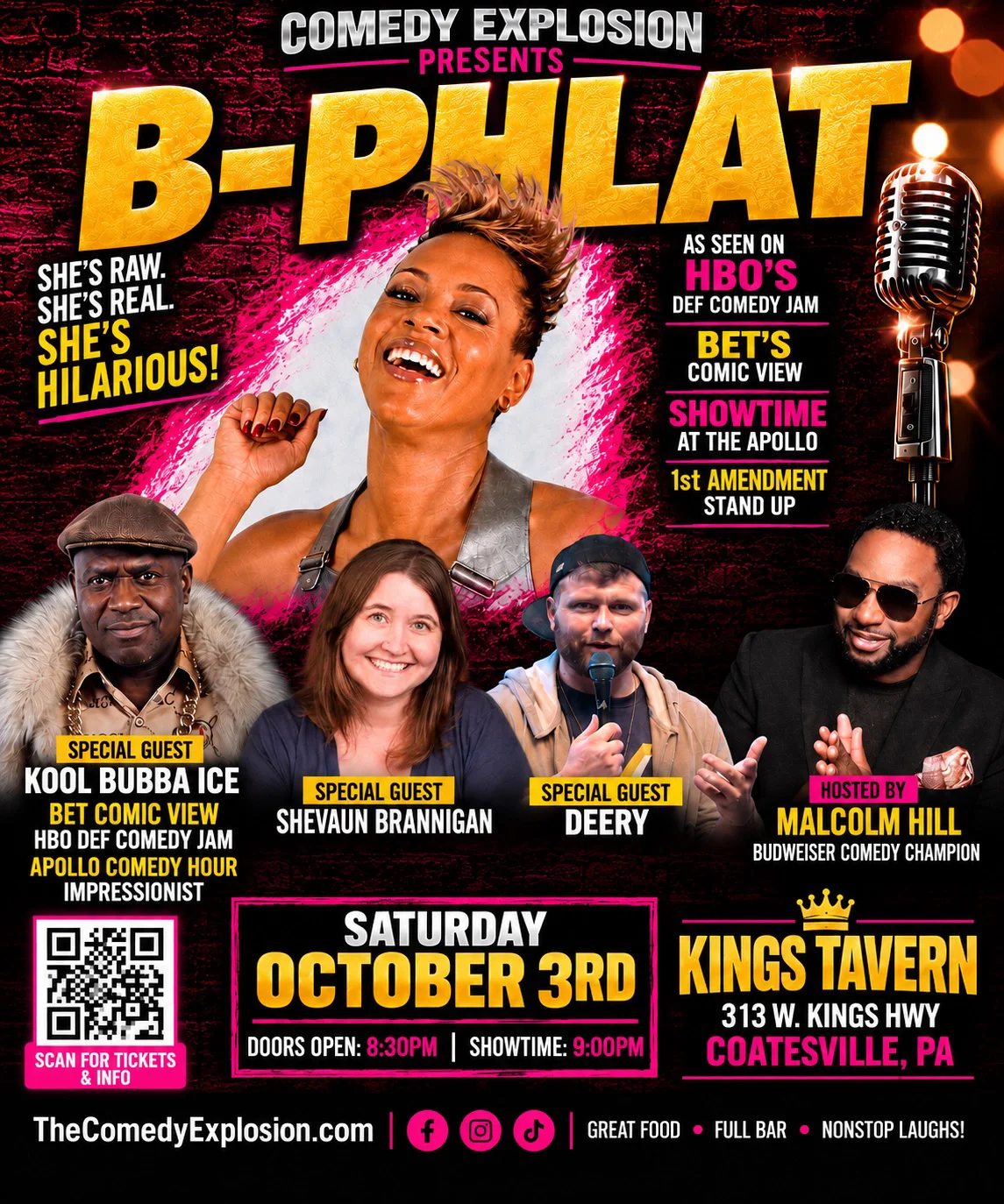 Poster for Comedian B Phlatt Live at Kings Tavern