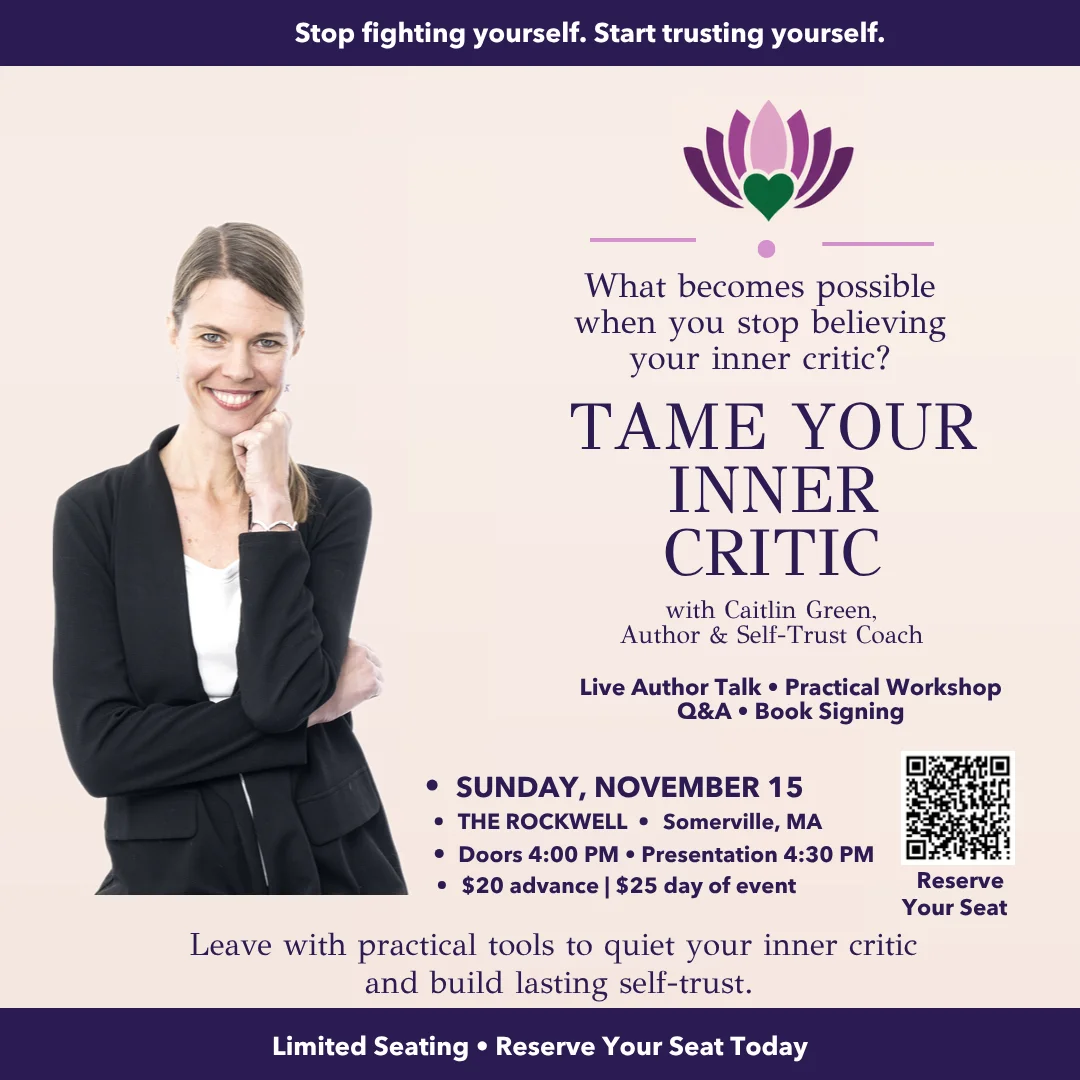 Poster for Tame Your Inner Critic: A Live Book Launch & Interactive Workshop with Caitlin Green
