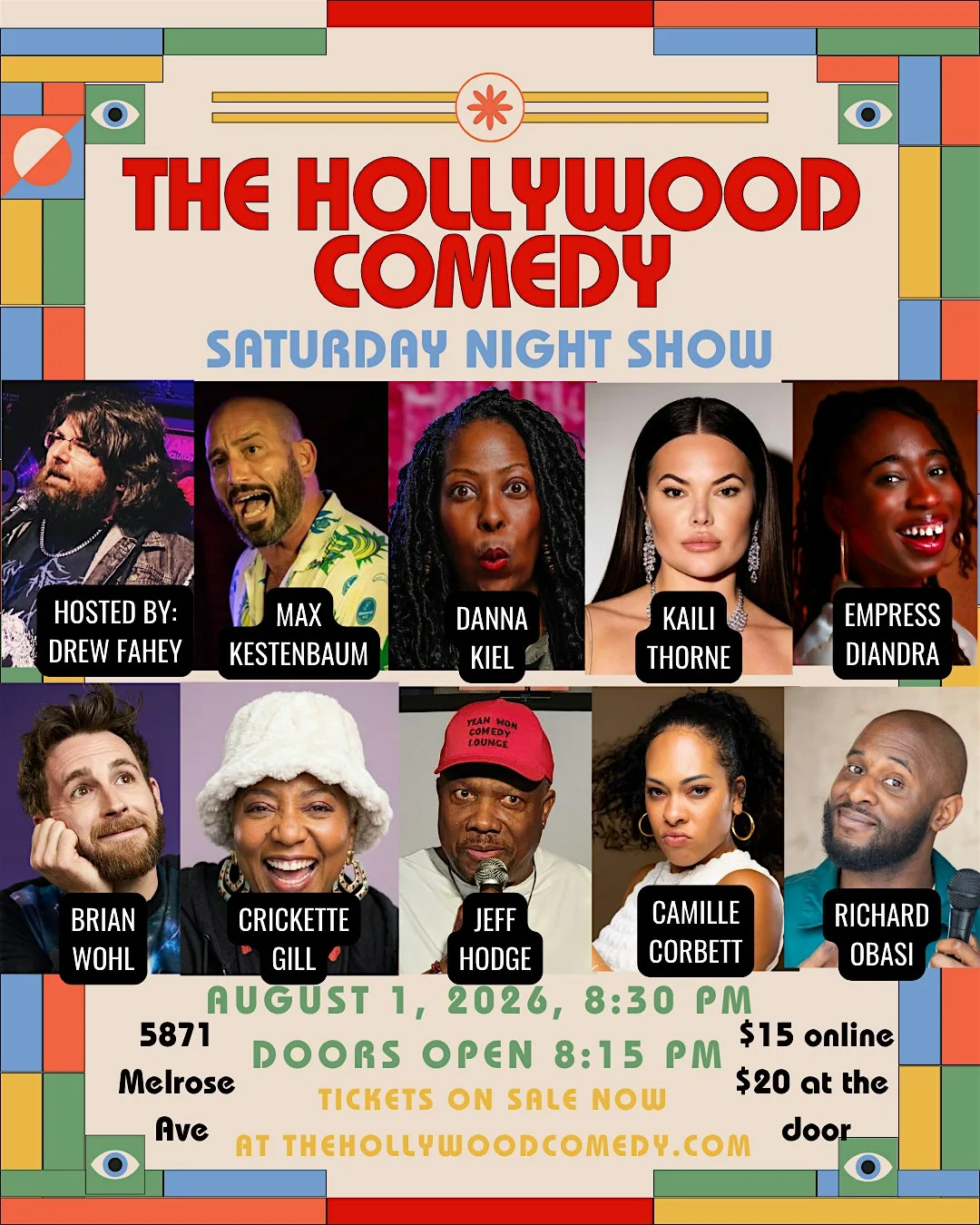 Poster for Saturday Night Standup Comedy Performance at The Hollywood Comedy